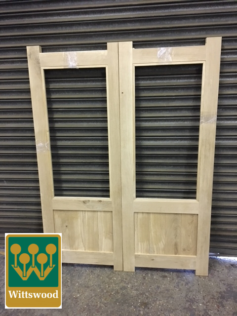 solid oak pair of half glazed rebated doors at Wittswood